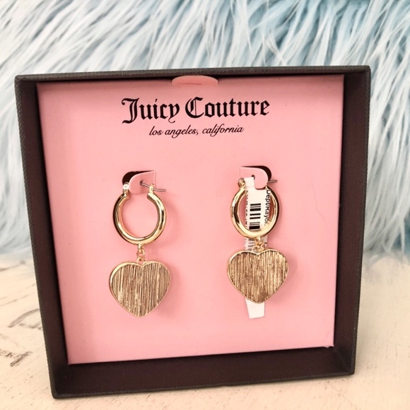 Juicy Couture Gold Tone Faux Pearl Heart Fashion Drop Earrings, New In Box - Picture 5 of 13